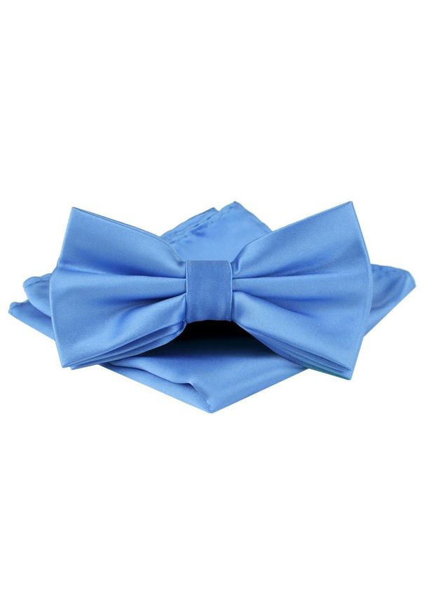 Mucha Męska w Zestawie z Poszetką - Alties - Jasnoniebieska. Kolor: niebieski. Styl: elegancki, sportowy