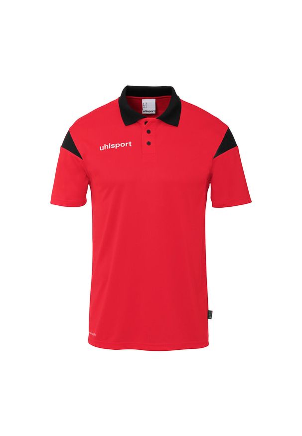 UHLSPORT - Koszulka polo dla dzieci Uhlsport Squad 27. Typ kołnierza: polo. Kolor: czerwony, czarny, wielokolorowy. Wzór: napisy