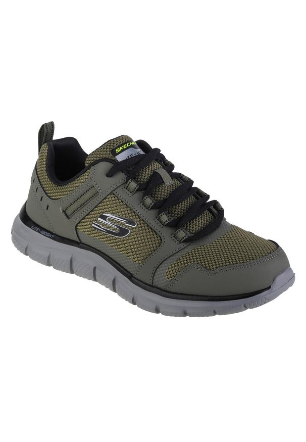 skechers - Buty sportowe Sneakersy męskie, Skechers Track-Knockhill. Zapięcie: sznurówki. Kolor: zielony. Materiał: syntetyk, tkanina, materiał. Szerokość cholewki: normalna. Sport: turystyka piesza