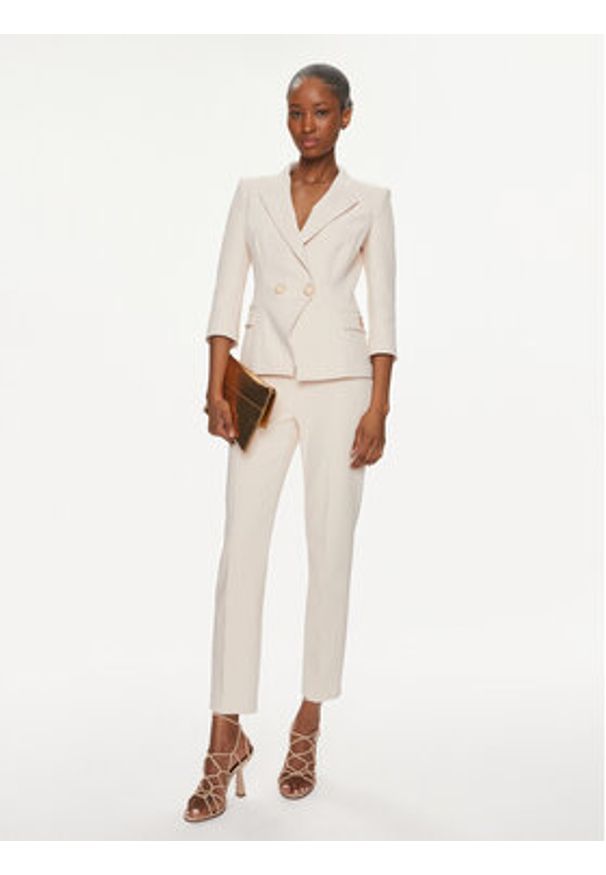 Elisabetta Franchi Marynarka GI-T61-41E2-V580 Écru Slim Fit. Materiał: syntetyk