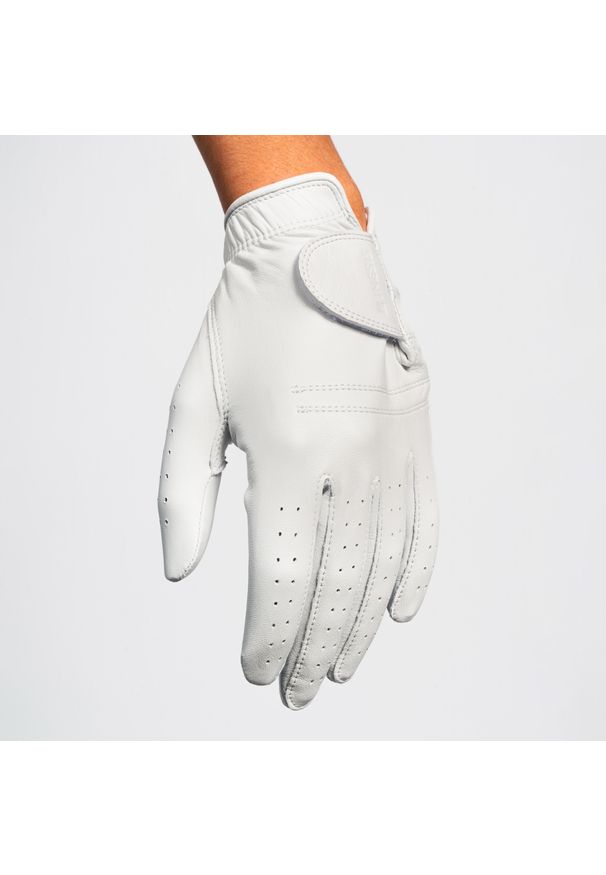 INESIS - Rękawica do golfa damska Inesis Tour 900 dla praworęcznych. Kolor: biały. Materiał: materiał, skóra. Sport: golf
