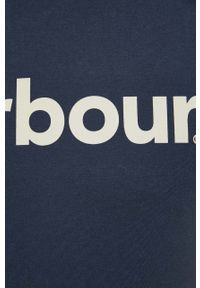 Barbour t-shirt bawełniany kolor granatowy z nadrukiem. Kolor: niebieski. Materiał: bawełna. Wzór: nadruk. Styl: klasyczny #2