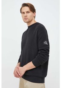 Calvin Klein Jeans sweter bawełniany męski kolor czarny lekki. Kolor: czarny. Materiał: bawełna. Długość rękawa: długi rękaw. Długość: długie #1