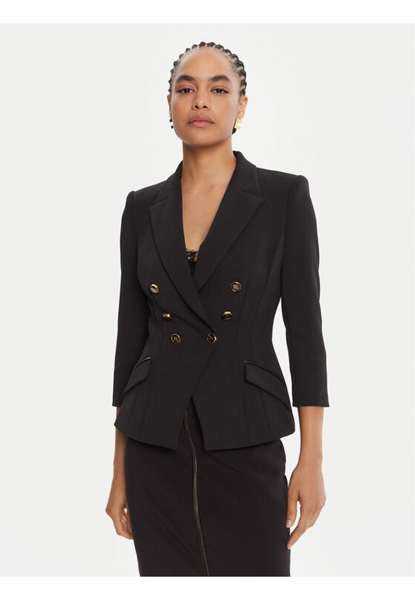 Elisabetta Franchi Marynarka GI-174-56E2 Czarny Regular Fit. Kolor: czarny. Materiał: syntetyk