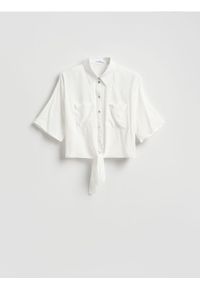 Reserved - Koszula z wiskozy z wiązaniem - biały. Kolor: biały. Materiał: wiskoza #1