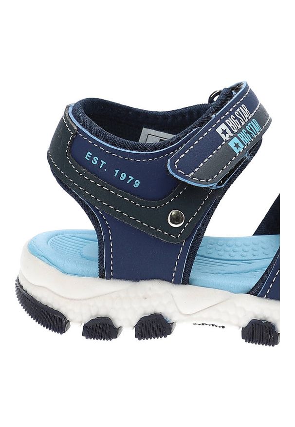 Big-Star - Granatowe Sandały Big Star Wygodne Buty Dziecięce. Okazja: na co dzień. Zapięcie: rzepy. Kolor: niebieski. Materiał: skóra ekologiczna, materiał. Wzór: aplikacja. Styl: casual