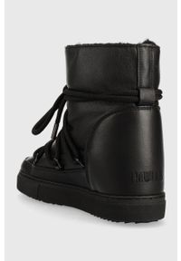Inuikii śniegowce skórzane Full Leather Wedge kolor czarny 75203-087. Nosek buta: okrągły. Zapięcie: sznurówki. Kolor: czarny. Materiał: skóra. Obcas: na koturnie #4