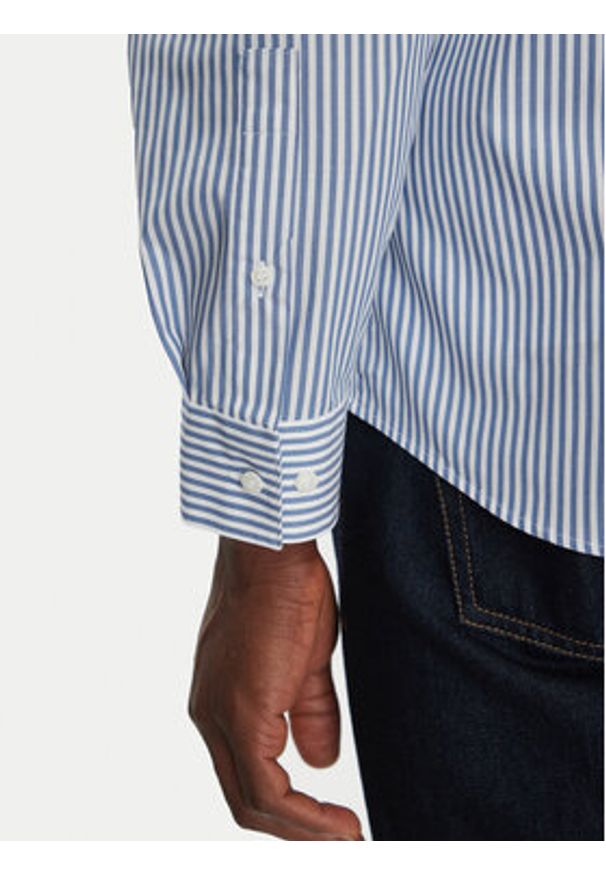 Calvin Klein Koszula Poplin Stripe L/S Shirt K10K114445 Niebieski Regular Fit. Kolor: niebieski. Materiał: bawełna