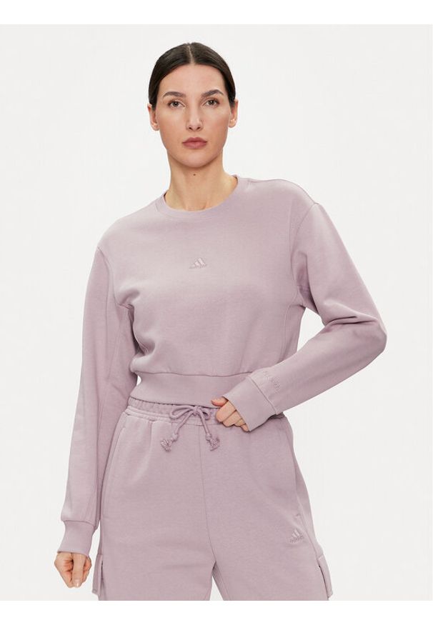 Adidas - adidas Bluza All Szn Fleece IW1226 Fioletowy Regular Fit. Kolor: fioletowy. Materiał: syntetyk, bawełna