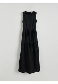 Reserved - Bawełniana sukienka maxi - czarny. Kolor: czarny. Materiał: bawełna. Długość: maxi #1