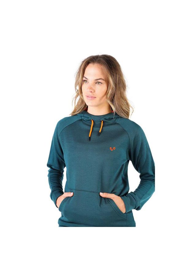 WOOLONA - Scout - bluza termiczna z kapturem 100% wełna merino (260 g/m²). Typ kołnierza: kaptur. Kolor: zielony, wielokolorowy, żółty. Materiał: wełna. Sport: turystyka piesza