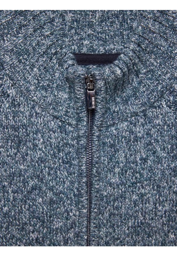 Big-Star - Sweter męskie rozpinany melanżowy niebieski Dionis 402. Okazja: do pracy, na uczelnię, na co dzień. Kolor: niebieski. Materiał: bawełna, jeans, materiał, dzianina. Wzór: melanż. Styl: casual, elegancki