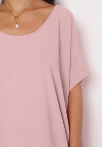 Born2be - Różowa Mini Sukienka z Krótkim Rękawem o Fasonie Nietoperza Kharson. Kolor: różowy. Długość rękawa: krótki rękaw. Styl: boho. Długość: mini