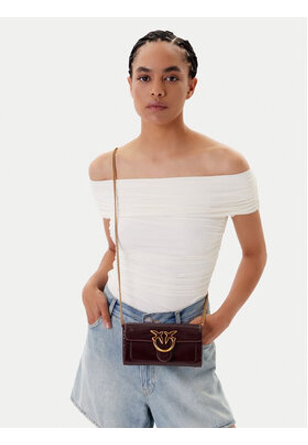 Pinko - PINKO Torebka Love One Wallet C PE25 PLTT 100062 A1UV Bordowy. Kolor: czerwony. Materiał: skórzane