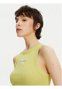 Calvin Klein Jeans Top Monologo J20J225301 Żółty Slim Fit. Kolor: żółty. Materiał: bawełna