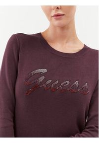 Guess Sweter W3BR22 Z2NQ2 Bordowy Regular Fit. Kolor: czerwony. Materiał: wiskoza