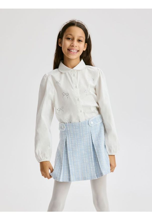 Reserved - Koszula z cyrkoniami - złamana biel. Materiał: bawełna