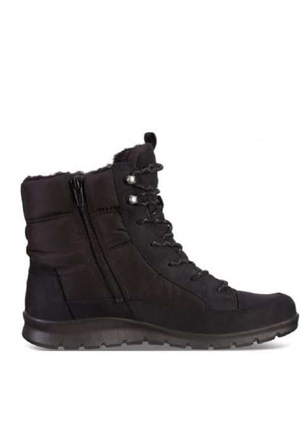 ecco - Buty do chodzenia damskie Ecco Babett Boot. Wysokość cholewki: za kostkę. Zapięcie: sznurówki. Kolor: czarny, wielokolorowy. Materiał: materiał, syntetyk. Szerokość cholewki: normalna. Sport: turystyka piesza