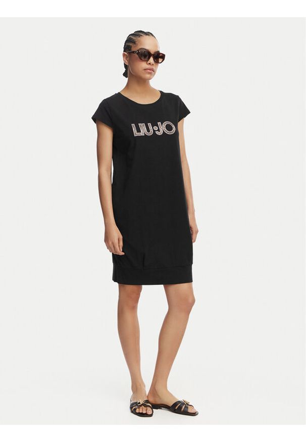 Liu Jo Beachwear Sukienka codzienna VA6212 JS003 Czarny Regular Fit. Okazja: na co dzień. Kolor: czarny. Materiał: bawełna. Typ sukienki: proste. Styl: casual