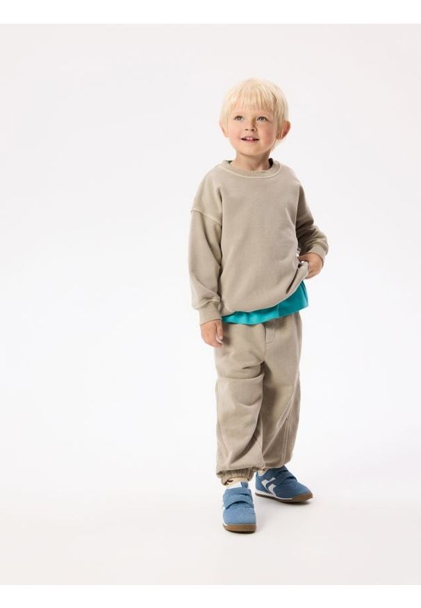 Reserved - Spodnie jogger - beżowy. Kolor: beżowy. Materiał: bawełna, dzianina