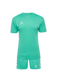 Zestaw koszulka + szorty Hummel Logo. Kolor: zielony. Materiał: dresówka. Sport: piłka nożna #1