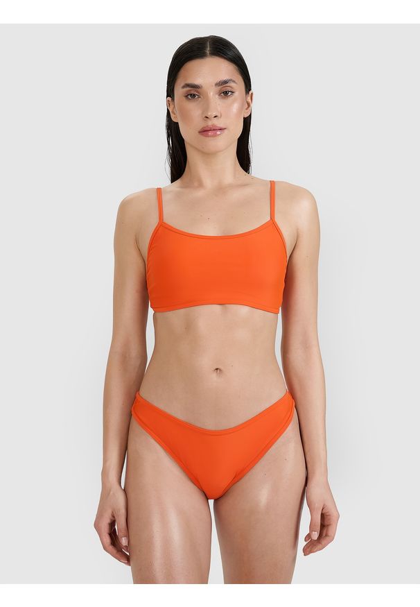 4f - 4F Góra od bikini damska - pomarańczowa M. Kolor: pomarańczowy. Materiał: materiał, włókno, syntetyk, elastan