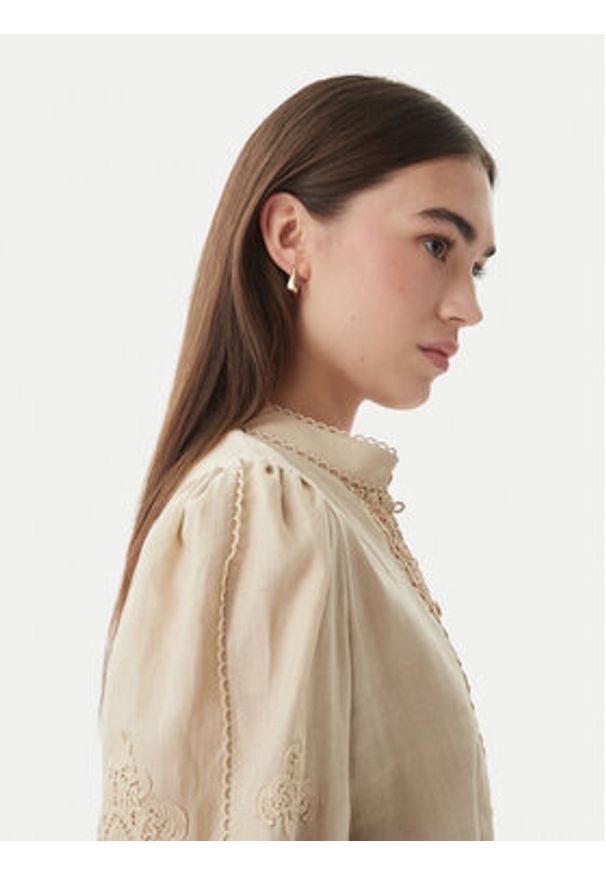 Luisa Spagnoli Sukienka koktajlowa Provina 542925 Beżowy Regular Fit. Kolor: beżowy. Materiał: len. Styl: wizytowy