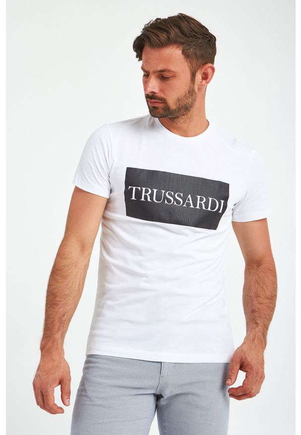 Trussardi Jeans - T-SHIRT TRUSSARDI. Materiał: bawełna. Wzór: nadruk