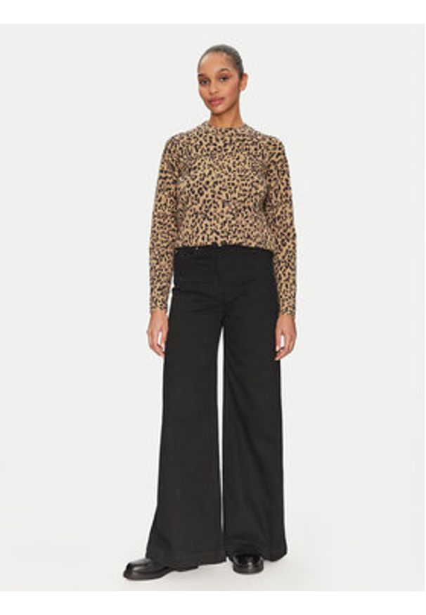 Pieces Sweter Seo 17156343 Brązowy Regular Fit. Kolor: brązowy. Materiał: syntetyk