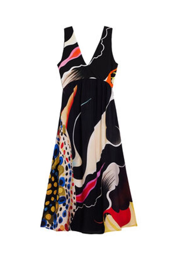 Desigual Sukienka letnia Japan Opart Lacroix 26SWVW60 Czarny Regular Fit. Kolor: czarny. Materiał: wiskoza. Sezon: lato