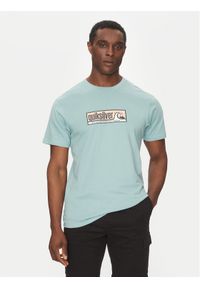 Quiksilver T-Shirt EQYZT08040 Turkusowy Regular Fit. Kolor: turkusowy. Materiał: bawełna