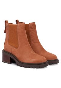TOMMY HILFIGER - Tommy Hilfiger Botki Th Nubuck Chelsea Cleated Heel FW0FW09158 Brązowy. Kolor: brązowy. Materiał: skóra
