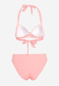 Born2be - Jasnoróżowe Bikini z Usztywnianym Biustonoszem Wiązanym na Szyi i Plecach Majtki Typu Figi Olilasa. Kolor: różowy. Wzór: aplikacja #5