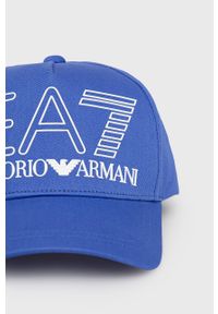 EA7 Emporio Armani czapka z aplikacją. Kolor: niebieski. Wzór: aplikacja