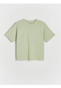 Reserved - Bawełniany t-shirt oversize - jasnozielony. Kolor: zielony. Materiał: bawełna
