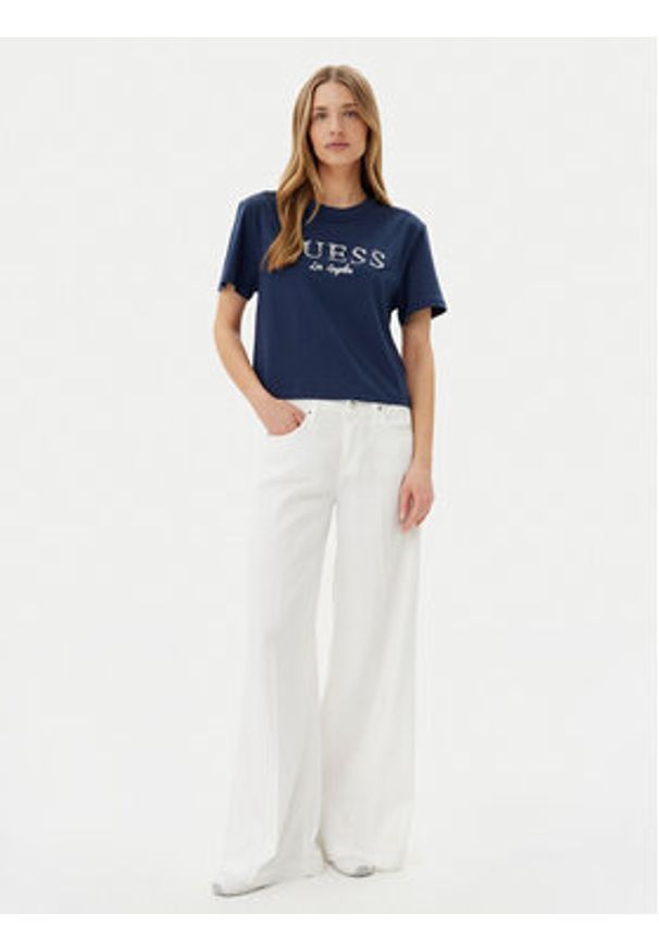 Guess T-Shirt V5GI09 K9RM1 Granatowy Regular Fit. Kolor: niebieski. Materiał: bawełna
