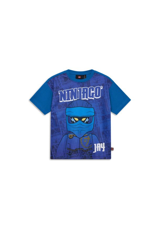 LEGO NINJAGO koszulka dziecięca Taffy 118, bawełna organiczna, niebieska.. Kolor: niebieski. Materiał: poliester, bawełna. Długość rękawa: krótki rękaw. Długość: krótkie. Wzór: kolorowy, nadruk. Sezon: lato