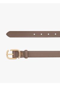 Ryłko - Brązowy pasek ze skóry licowej. Kolor: brązowy. Materiał: skóra. Wzór: aplikacja #1
