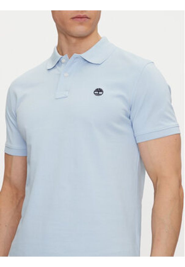 Timberland Polo TB0A6VDP Błękitny Regular Fit. Typ kołnierza: polo. Kolor: niebieski. Materiał: bawełna