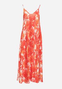 Born2be - Czerwona Sukienka z Wiskozy z Abstrakcyjnym Wzorem Meramara. Okazja: na co dzień. Kolor: czerwony. Materiał: wiskoza. Styl: casual, klasyczny #2