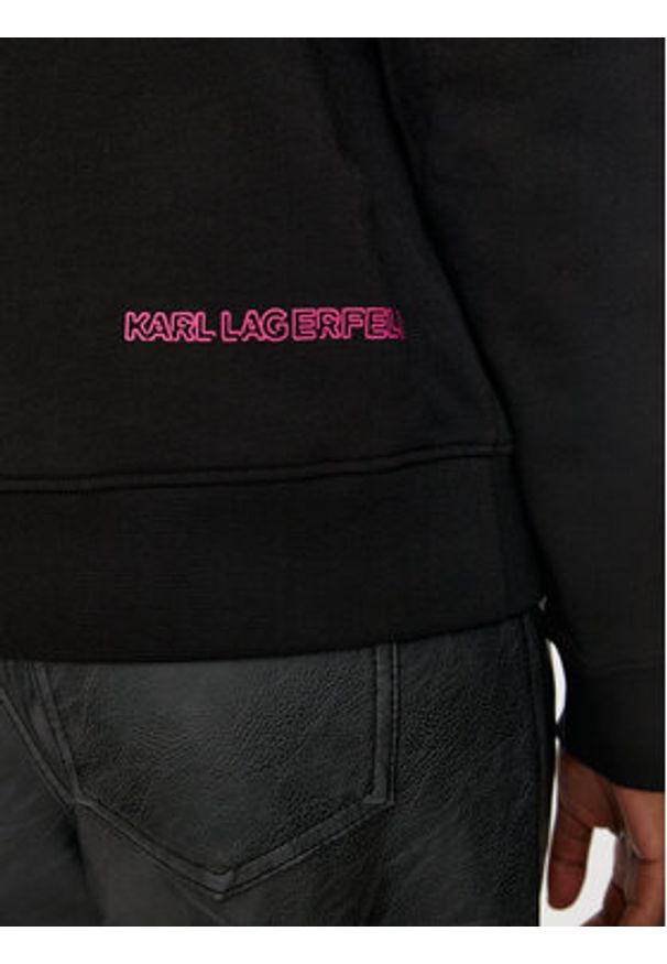 Karl Lagerfeld - KARL LAGERFELD Bluza 246W1816 Czarny Regular Fit. Typ kołnierza: dekolt w karo. Kolor: czarny. Materiał: bawełna