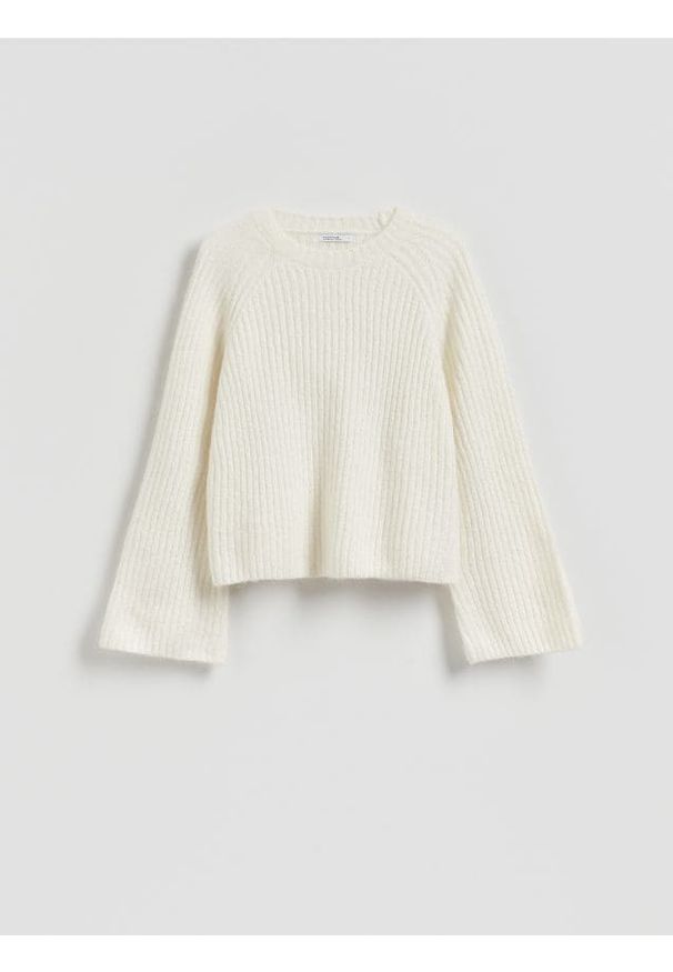 Reserved - Sweter z wełną i moherem - złamana biel. Materiał: moher, wełna