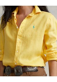 Ralph Lauren - RALPH LAUREN - Żółta koszula Relaxed Fit. Typ kołnierza: polo. Kolor: żółty. Materiał: len #2