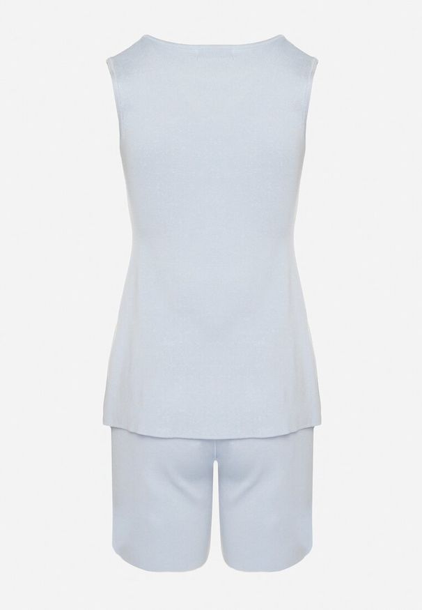 Born2be - Jasnoniebieski Komplet Kamizelka na Guziki i Szorty Folaya. Kolor: niebieski