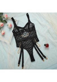 Intica - Body damskie z geometrycznymi przeszyciami eleganckie na co dzień i specjalne okazje Louwra. Kolor: czarny. Materiał: materiał. Wzór: geometria