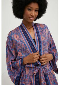 Answear Lab kimono z jedwabiem kolor niebieski. Kolor: niebieski. Materiał: jedwab #3