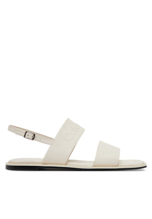 Calvin Klein Sandały Flat Sandal - He HW0HW02377 Écru. Materiał: skóra