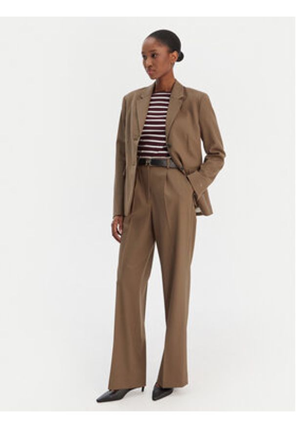 TOMMY HILFIGER - Tommy Hilfiger Spodnie materiałowe Timeless WW0WW48801 Beżowy Wide Leg. Kolor: beżowy. Materiał: syntetyk