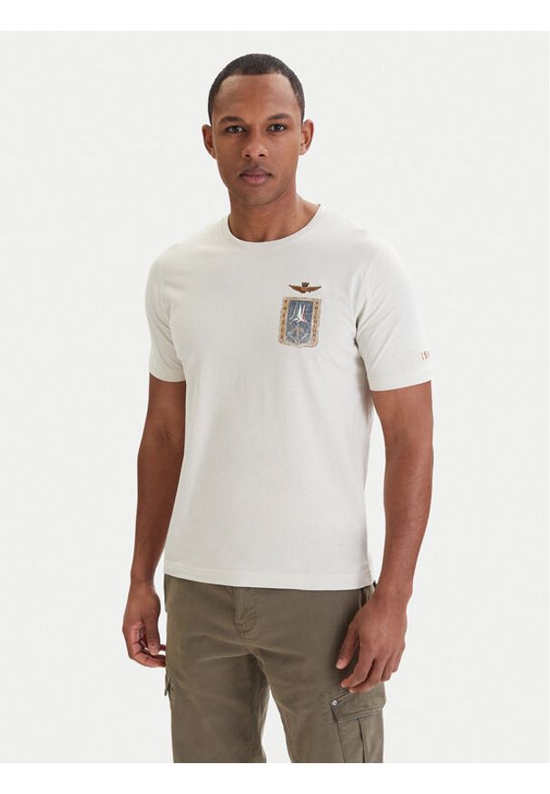 Aeronautica Militare T-Shirt 261TS2534UJ00641 Beżowy Regular Fit. Kolor: beżowy. Materiał: bawełna