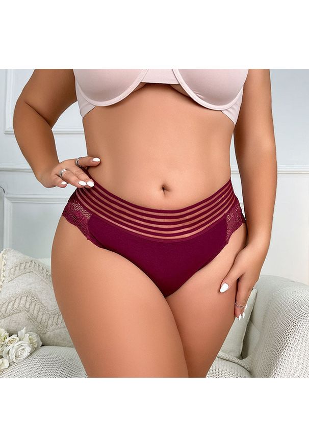 Intica - Koronkowe tangi z ozdobnym pasem na specjalne okazje Kasumi. Kolor: czerwony. Materiał: koronka. Wzór: koronka